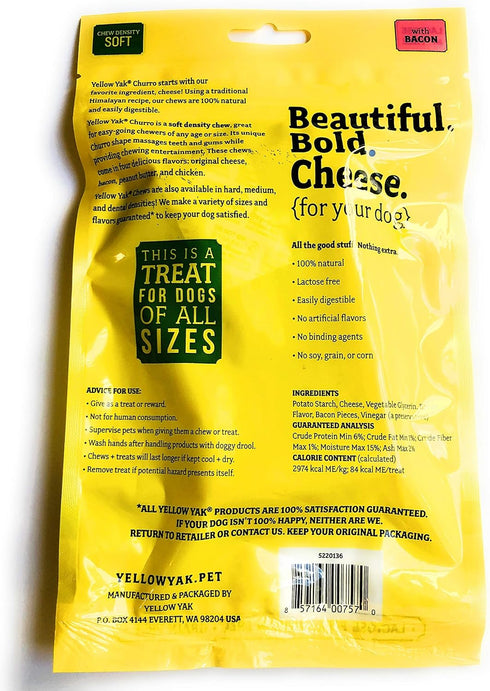 Churro Chew | USA MADE | Lactose - Soy - Grain - Gluten Free | for All Dogs | 4 Churro Chews | Real Cheese & Bacon Flavor...