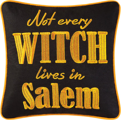 C&F Home "Not Every Witch Lives in Salem Script Small Petite Halloween Accent Pillow 10" x 10" Autumn Fall Harvest Spooky Humorous Cute Handcrafte...