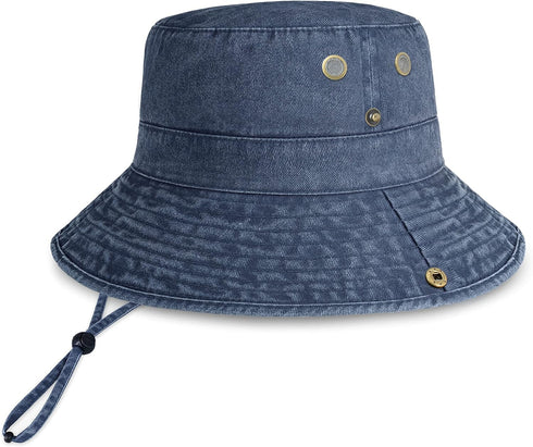 CHOK.LIDS Classic Cotton Wide Brim Bucket Hat with Adjustable String Trendy Unisex Sun Hat Lightweight Outdoor Travel Boonie...