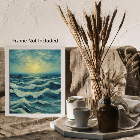 Posterizer 1 pcs- sea and beach themed oil painting style print 5-Landscape & Nature Art-Floral Botanical Art- Decor for Home & Office- unframed w...