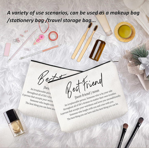Best Friend Definition Makeup Bag,Inspirational Friendship Cosmetic Bag Travel Pouch,Best Friend Bestie BFF Soul Sister Gifts for Women Girls...