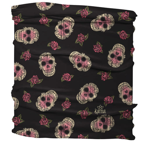 Karma Sugar Skull Headband for Women - Medium - Fabric Headband and Stretchy Hair Scarf - Black...