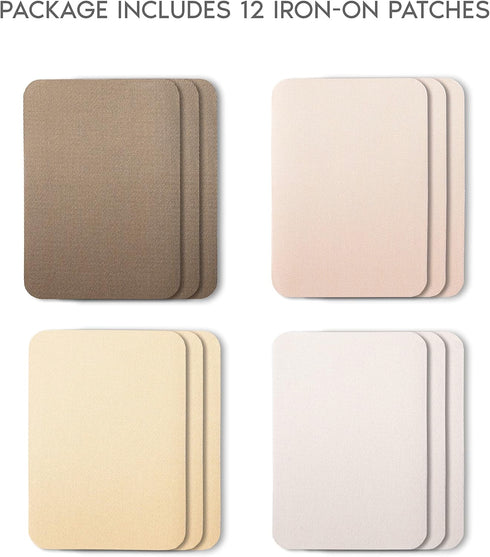 ZEFFFKA Premium Quality Fabric Iron-on Patches Inside & Outside Strongest Glue 100% Cotton Shades of Brown Beige Khaki Repair Decorating Kit 12 Pi...