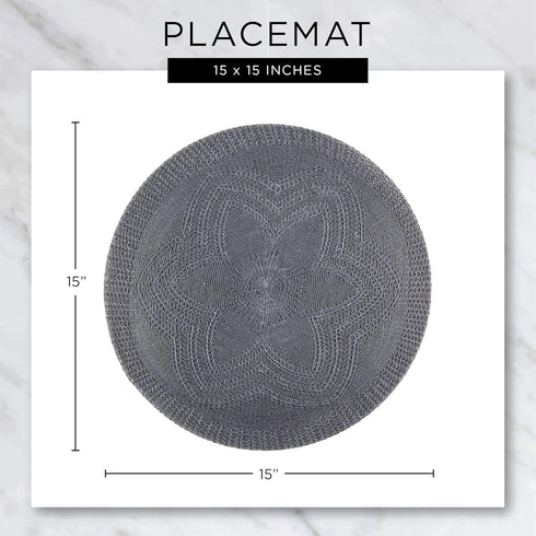 DII PVC Tabletop Collection Woven Indoor/Outdoor, Round Placemat Set, 13.75", Nautical Blue, 6 Piece...