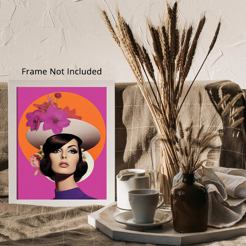 Posterizer 1 pcs-vintage woman purple and orange collage-Retro Art-Abstract & Modern Art-Gift for Art Lovers- UNFRAMED Wall Art...