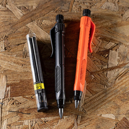 Rite in the Rain Heavy Duty Gravity-Fed Lead Holder Pencil, 5.6mm Dark (2B) Lead, Black and Orange Barrel, 2 Pack (No. 56-2)...