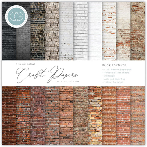CRAFT CONSORTIUM LTD CRAFT CON PAPRPAD 6" TXTR, Brick Textures, 20 Designs...