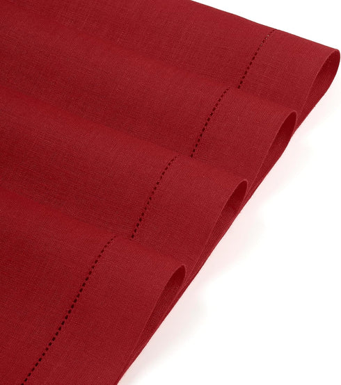 D'Moksha Homes Red Linen Placemats Set of 4 - Classic Hemstitch Placemats 14 x 19 Inch - 100% Pure Linen Table Mats for Summer, Fall and Halloween...