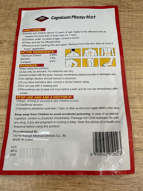 10 Count Capsaicin Patches,4.72"x7.08" Hot Capsicum Patch...