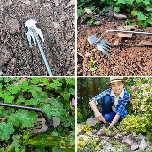 Amposei Weeding Artifact Uprooting Weeding Tool, Multifunctional Weeder, Hand Weeder Tool, Stand Up Weed Puller Tool with Handle for Garden Yard F...