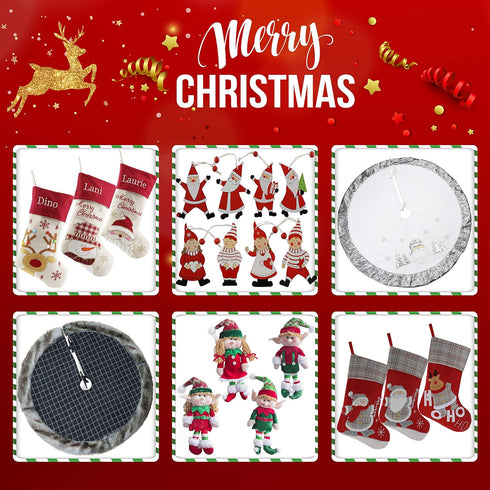WEWILL 20'' Cute Cat Christmas Stockings Embroidered Xmas Socks Holiday Party Pet Theme Gift for Kitty...