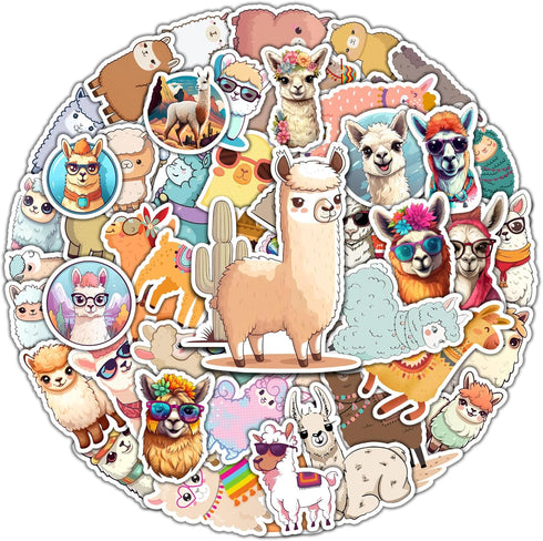 50 Pcs Funny Llama Stickers Waterproof Decals Vinyl Cute Animal Alpaca Camel Theme Sticker Patches Bottles Computer Laptop Phone Case Motorcycle f...