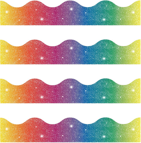 55.8 Feet Bulletin Board Border Glitter Scalloped Borders Bulletin Board Border Decorative Bulletin Board Trim Poster Borders Classroom Decoration...