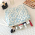 Makeup Bag Large Travel Quilted Cosmetic Makeup Bag Organizer, Floral Cotton Coquette Aesthetic Toiletry Bag for Women Girls (Blue Floral)...