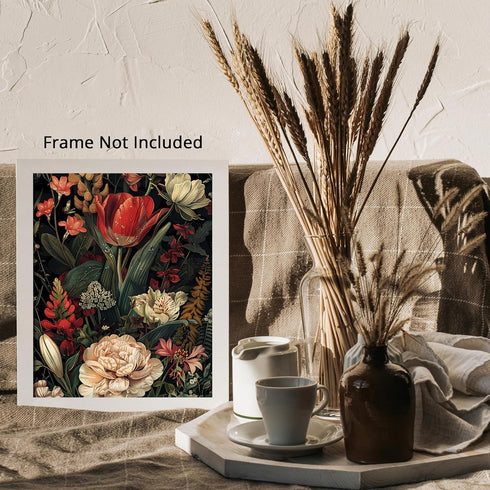 Posterizer 1 pcs-unique surreal coral orange and beige flowers-Floral & Botanical Art-Abstract & Modern Art-Decor for Home & Office- UNFRAMED Wall...
