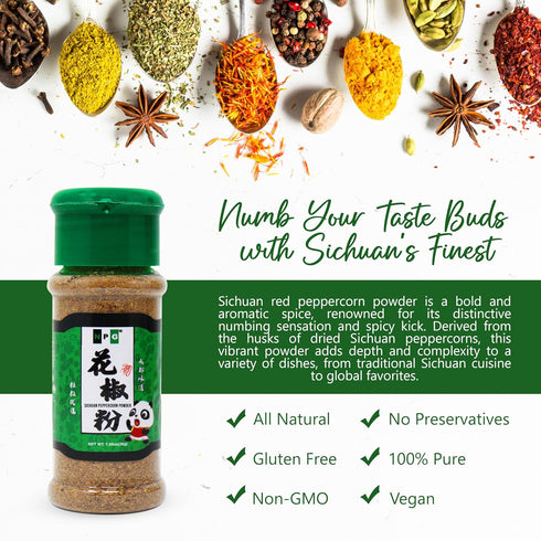 NPG Premium Szechuan Red Peppercorns Powder 1.08 Oz (30g), A Mouth-numbing Spice, Red Sichuan Peppers for Kung Pao Chicken, Mapo Tofu, and Chinese...