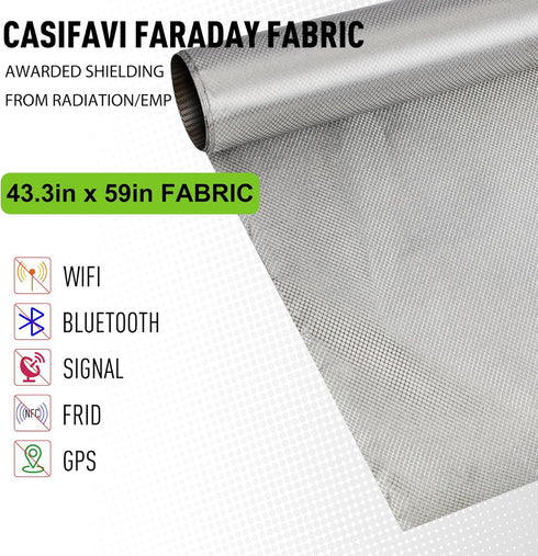 Faraday Fabric,Faraday Cloth Conductive Material Cover for WiFi, Cell, Bluetooth, RFID, EMP Protection (43.3” x 59”)......