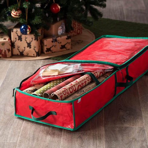 ZOBER Polythene Storage Bag for Gift Wrapping, Inner Pockets, Storage Box for Gift Paper and Holiday Accessories, 40 Inches Long - Tear Resistant ...