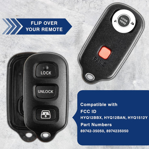 KeylessOption Key Fob Cover Case Replacement for 1999 2000 2001 2002 2003 2004 2005 2006 2007 2008 2009 Toyota Sequoia 4Runner Remote Shell, HYQ12...