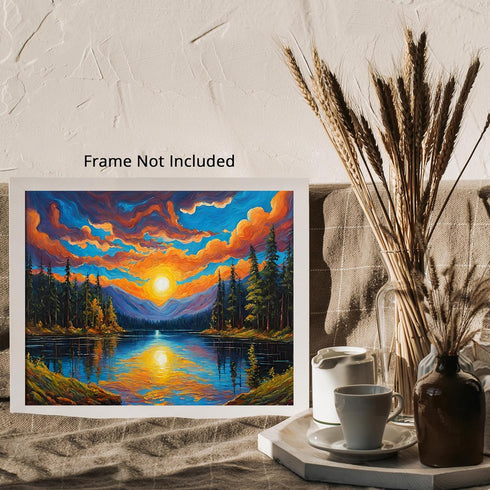 Posterizer 1 pcs- mountains, trees, night sky landscape nature 9-Landscape & Nature Art-Floral Botanical Art- Decor for Home & Office- unframed wa...