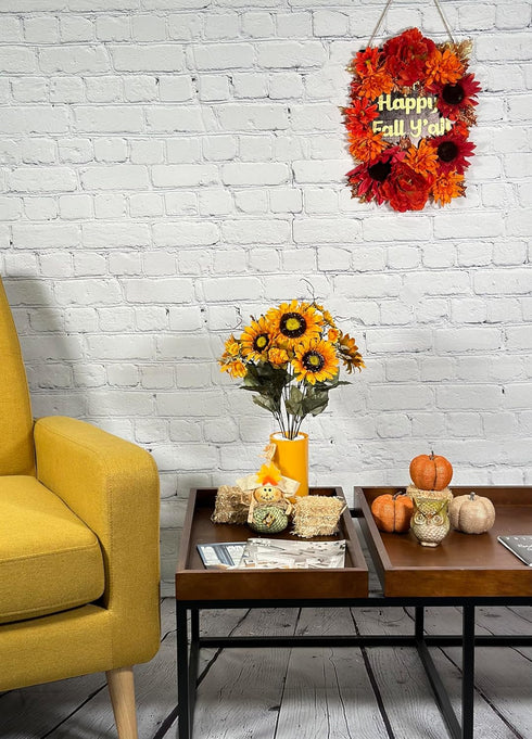 Admired By Nature Artificial Sunflower Bouquet Bush - 11 Stems Gold Sunflowers - for Weddings, Home Decor, Events, Parties, Funerals, Thanksgiving...