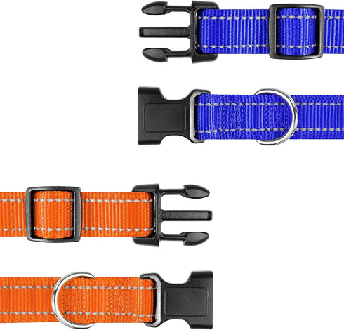 Reflective Nylon Dog Collars 2pcs,with Quick Release Buckle,Adjustable Safety Nylon Collars for Small Medium Large Dogs (Medium :Width1,Neck 14"-2...