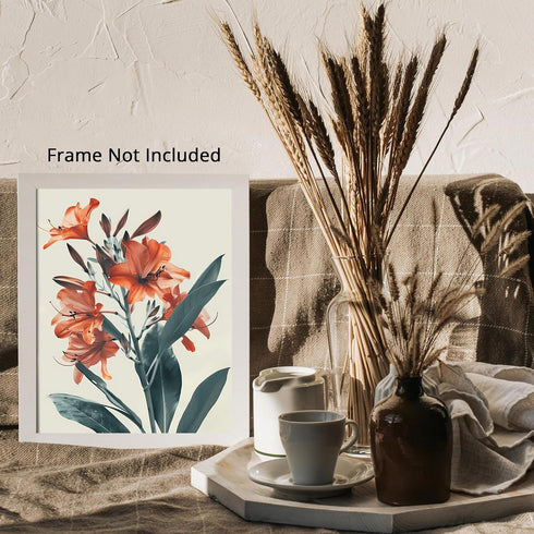 Posterizer 1 pcs-unique orange minimal flower design-Floral & Botanical Art-Abstract & Modern Art-Decor for Home & Office- UNFRAMED Wall Art...