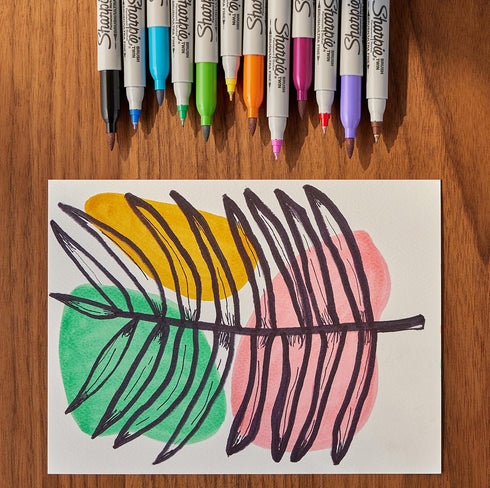 SHARPIE Brush Twin Permanent Markers, Brush Tip Marker and Ultra Fine Tip Marker, Assorted, 12 Count...