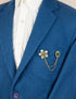 Knighthood Formal Gold Star With Emerald Stone Pearls And Hanging Tassel Chain Collar Pin Brooch, Suit Stud, Shirt Studs, Lapel Pin Accessories fo...