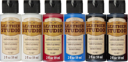 Leather Studio Set of 6 2 fl oz Acrylic Leather Paint for Shoes and Other DIY Arts & Crafts Surfaces, 13510...