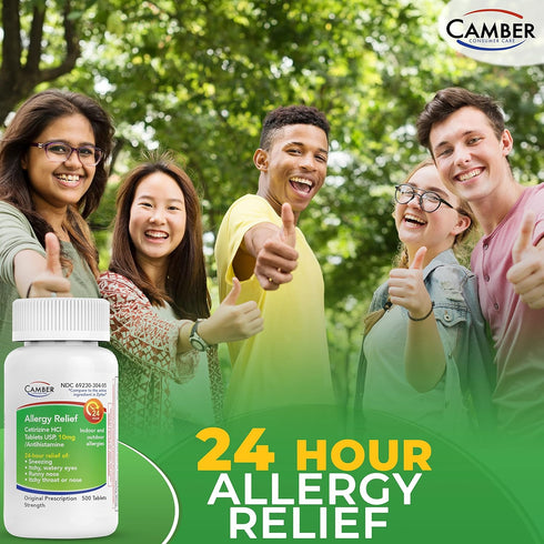CAMBER PHARMACEUTICALS, INC Cetirizine HCI 10mg Tablets, 24-Hour Allergy Relief, Allergy Medication - 500 Count...
