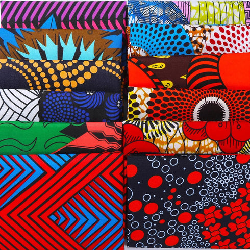12 Pieces African Fabric Fat Quarters African Ankara Wax Print Fabric, Ankara Print Fabric for Sewing, Face Covering Make, Craft Projects and Patc...