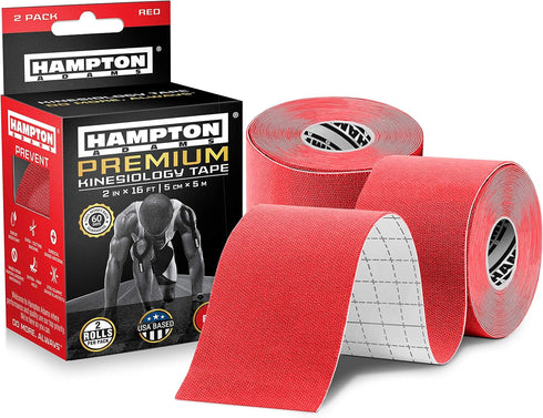 Hampton Adams | As Seen on Shark Tank | Elastic Kinesiology Tape (2-Pack) | Uncut Athletic Tape Supports & Protects Muscles Knees Shoulders & Plan...