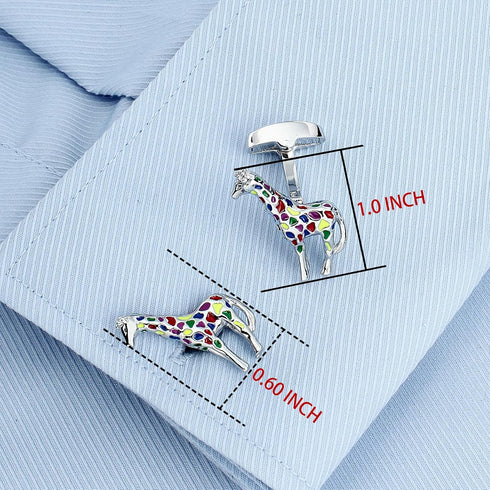 Rainbow Colors Giraffe Cufflinks for Men With Gift Box...