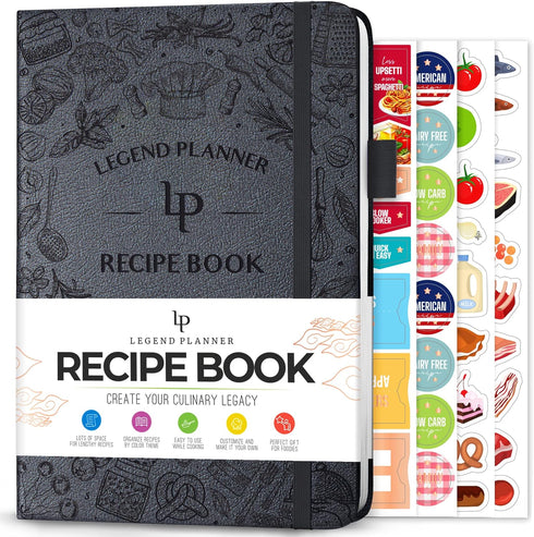 Legend Recipe Book – Blank Family Cookbook to Write In Your Own Recipes – Empty Cooking Journal – Personalized Cooking Notebook, Hardcover, A5, 58...