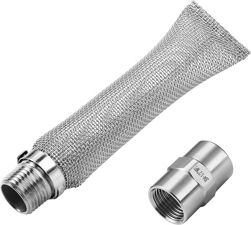 6-inch Bazooka Screen Boil Screen(1/2" NPT) with Pipe Fitting(1/2"x 1/2" Female NPT),Reusable Stainless Steel 304 Beer Filter Tube,Mash and Tun Bo...