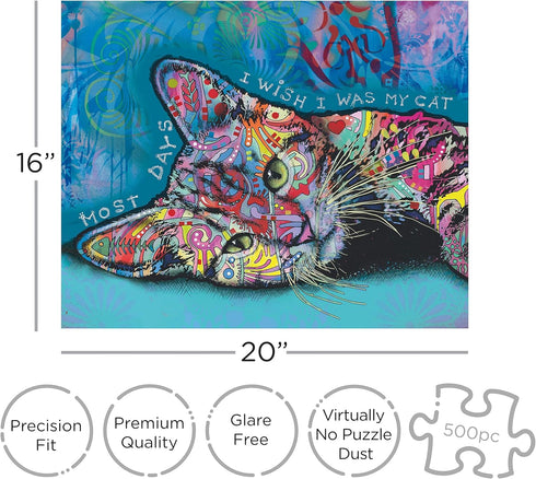 AQUARIUS Dean Russo Cat Puzzle (500 Piece Jigsaw Puzzle) - Glare Free - Precision Fit - Officially Licensed Dean Russo Merchandise & Collectibles ...