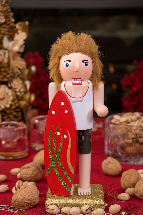Clever Creations Surfer 10 Inch Traditional Wooden Nutcracker, Festive Christmas Décor for Shelves and Tables...