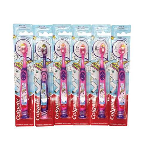 Colgate Kids Unicorn Toothbrush, Extra Soft for Children 5+ Years Old - Pack of 6...
