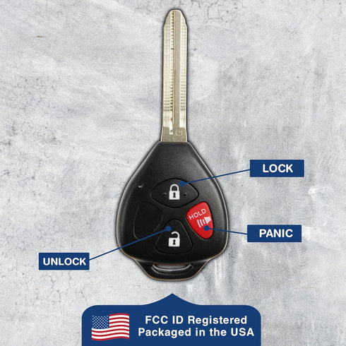 KeylessOption Key Fob Replacement for 2010 2011 2012 2013 2014 2015 2016 2017 2018 Toyota 4Runner Rav4 Sport Yaris Highlander Remote, 3-Button HYQ...