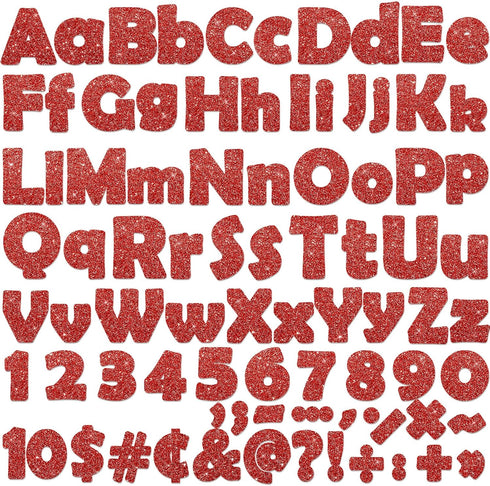 260Pcs Glitter Red Bulletin Board Letters for Classroom 4” Letter Combo Pack Set Numbers Alphabet Poster Board with Adhesive Dots Punctuation Symb...