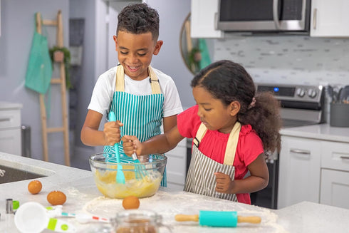 Tovla Jr. Kids Cooking Utensils Set - 4-Piece Kids Kitchen Tools - Safe Baking Set - Food Grade Toddler Chef Supplies - Gender Neutral Silicone Co...