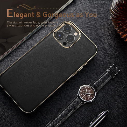 LOHASIC Designed for iPhone 13 Pro Max Leather Case, Premium Business Slim Classic Cover Soft Grip Shockproof Men Phone Cases Compatible with iPho...