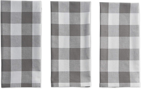 DII Buffalo Check Kitchen Collection, Classic Farmhouse Dishtowel Set, 20x30, Gray & White, 3 Piece...