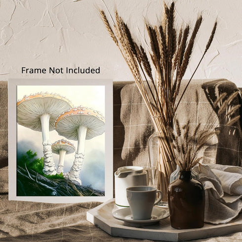 Posterizer 1 pcs-botanical illustration of two parasol mushrooms -1-Floral & Botanical Art-Teachers & Classrooms-Living Room Bedroom Decor- unfram...