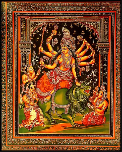Posterizer 1 pcs-intricate colorful art-Goddess Durga-Hindu mythology 3-Religious Posters Gift For Buddhism Meditation philosophy Fans- unframed w...