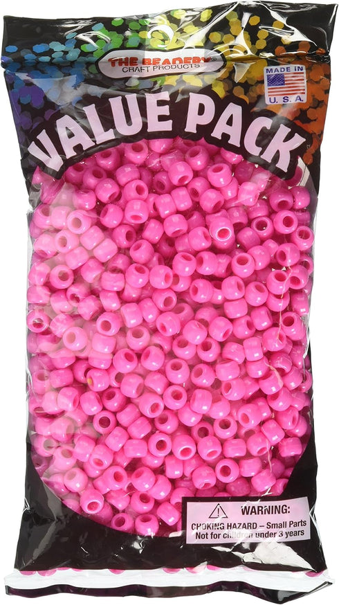 The Beadery 6 by 9mm Barrel Pony Bead, Hot Pink, 900-Pieces, 9x6mm (750V063)...