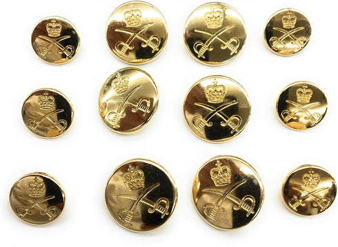 Gold 12 Buttons Set Military Crest for Blazer,Dress and Suits...
