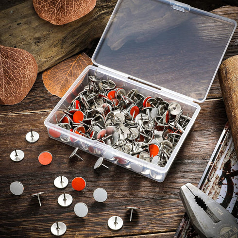 200 Pack White and Orange Reflective Tacks Trail Marking Tacks Glow Tacks Reflective Trail Markers Hunting Reflector Tacks Mark Trail Reflective T...