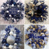 2 Rolls Navy Blue Deco Mesh Ribbon with Blue Foil Wire10 in x 30 ft,Metallic Poly Mesh Ribbon Rolls for DIY Wreath Supplies Ribbon for Christmas T...